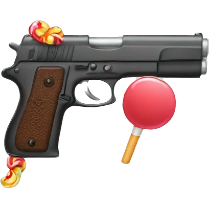 Gun with a lollipop inside the gun emoji