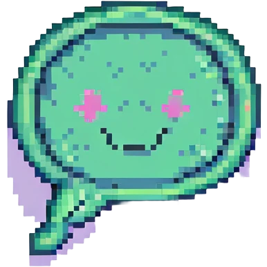 pixel art style chat icon, 48x48 pixels, speech bubble with three dots emoji