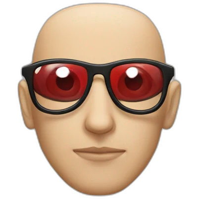 skinhead man wearing red eyeglass emoji