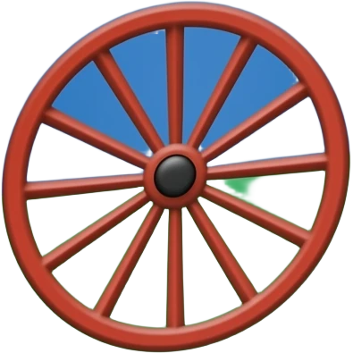 Drapeau bleu en haut vert en bas avec une roue de roulotte a dix-huit rayons de roulotte rouge au centre emoji