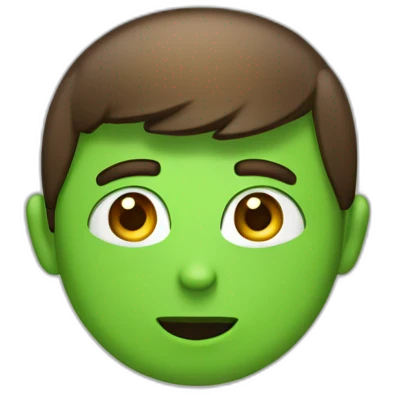un garçon brun avec des yeux vert qui a l’air stupide emoji