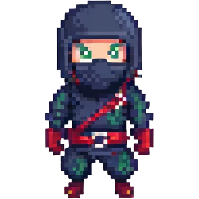 masked ninja, pixel art style emoji