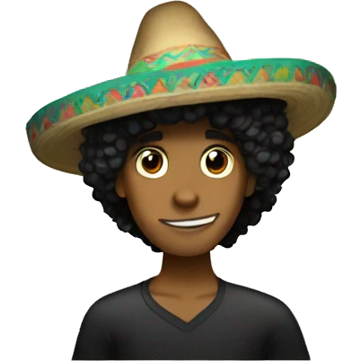 curly black hair surfer with a sombrero  emoji