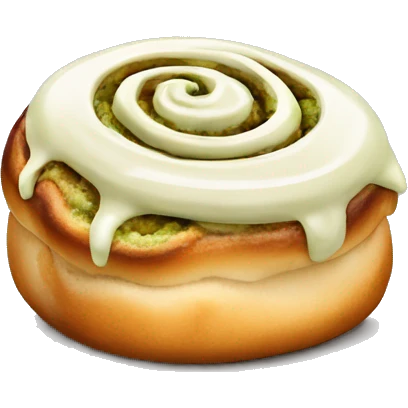 Cinnamon Roll with pistachio cream on top  emoji
