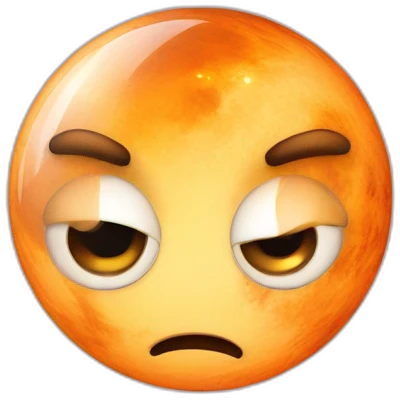 planet Venus with a cartoon fearful face with big thoughtful eyes emoji