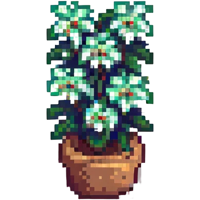 green flowers in pixel art style emoji