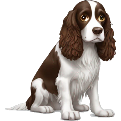 Image of a springer spaniel standing on a laptops keyboard emoji