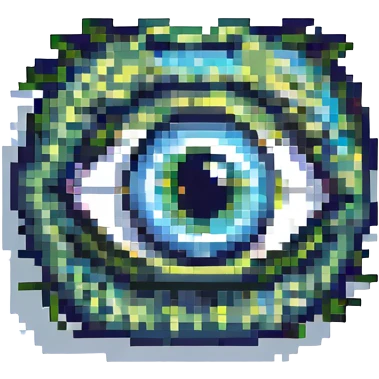 pixel art eye, blocky pixels, limited color palette emoji