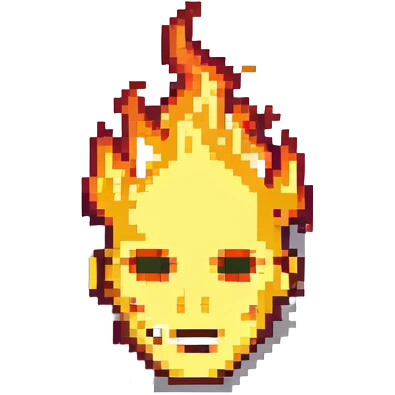 featureless head with fire, no eyes, no mouth, blank face emoji