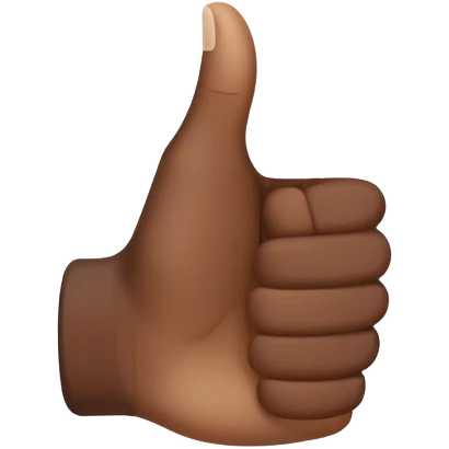 A dark skin tone thumbs up gesture with a subtle light skin tone gradient at the edge emoji