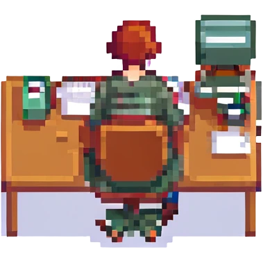 student sitting at a desk emoji