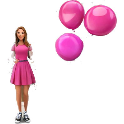 girl with balloon outside shop emoji