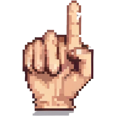 a hand with the index finger pointing forward, pixel art style emoji