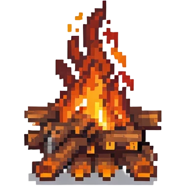 campfire with logs and flames emoji