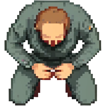 side view of a man kneeling and bowing, gesture of submission emoji