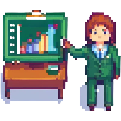 office worker presenting a chart, pixel art style emoji