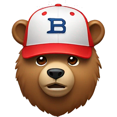 bear wearing a red baseball cap emoji