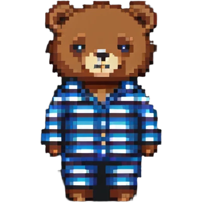 bear in striped pajamas pixel art emoji