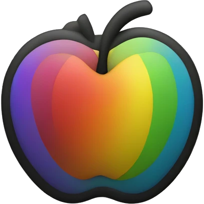 existing black apple logo with thin rainbow outline emoji