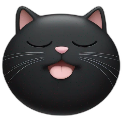 Fat black cat with chubby cheeks and white smiling closed eyes emoji