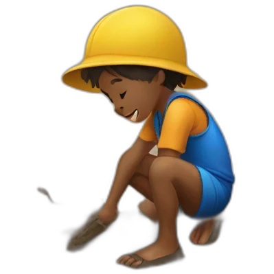 kid playing on mud emoji