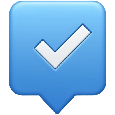 I want a blue square flipped 45 degrees and a white correct sign like this ✔️ emoji