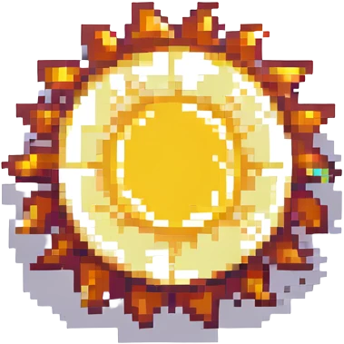 sun, pixel art style, bright yellow pixelated sun with rays emoji
