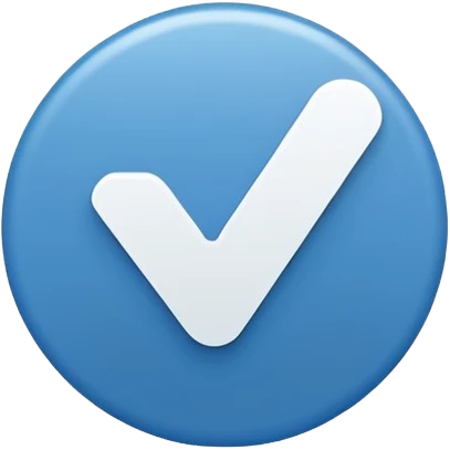 A white right ✔tick symbol on blue circle similar to verified badge emoji