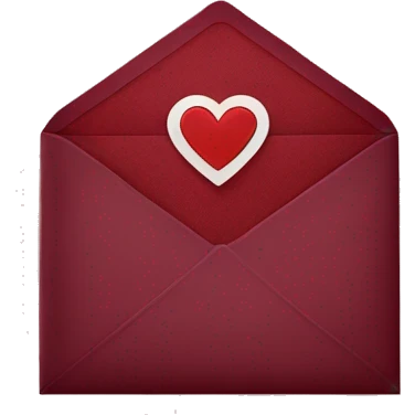 burgundy envelope with heart stamp emoji