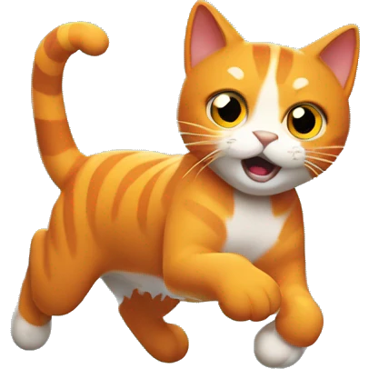 Orange cat running with lightning bolts emoji