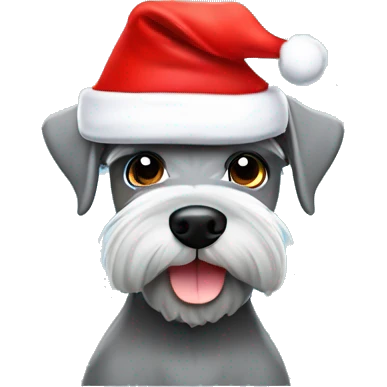Grey Miniature Schnauzer with Santa Hat emoji