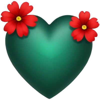 dark emerald heart with flowers emoji