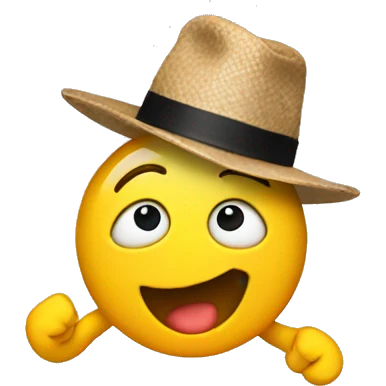 A dancing middle finger with a hat on emoji