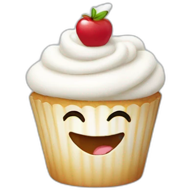 Happy white cupcake emoji