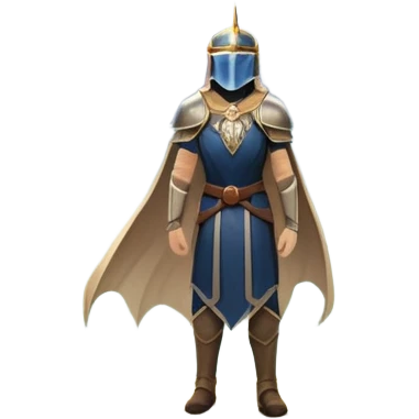 An icon featuring a hero with a closed visor, standing in a majestic, mystical landscape, inspired by RPGs like Elden Ring. The design includes a stunning, ethereal background with towering castles and distant mountains, symbolizing the adventure and mystery. Transparent background emoji