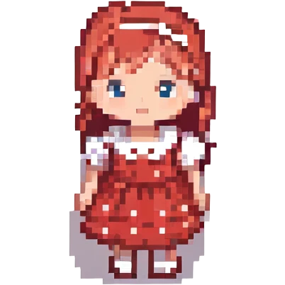Little girl in red dress with white polka dots emoji