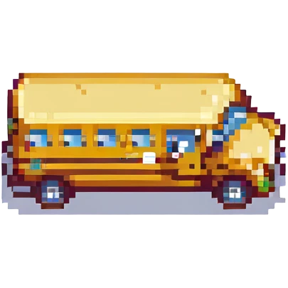 school bus, pixel art style emoji