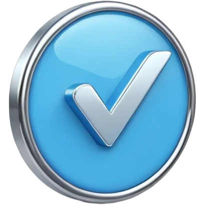 "A 3D glossy blue verification checkmark icon, smooth rounded edges, studio lighting, high resolution, minimalist aesthetic." emoji