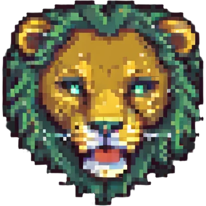 crying lion pixel art style emoji