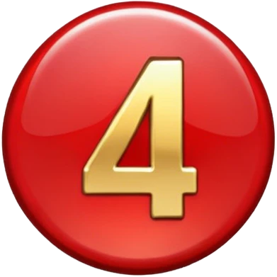 Make a round badge for a paid subscription out of gold with a red emerald and the number 4. emoji