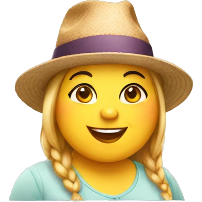 Happy fat girl with hat emoji