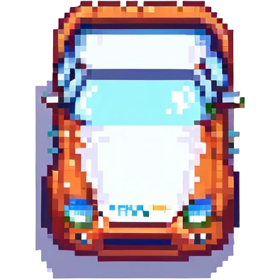 A race car in the style of pixel art emoji