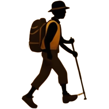 
una mezcla de sol + montaña + caminante estilo petroglifo emoji