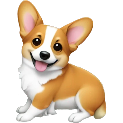 Corgi on of of palm tree wearing a flower emoji