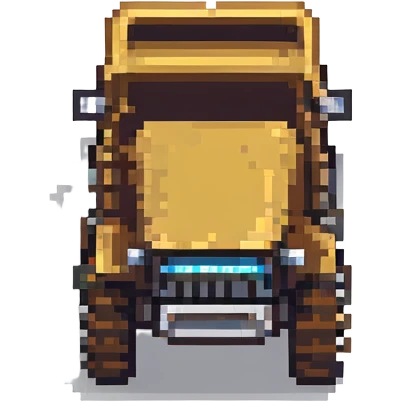 a digger construction vehicle, front view, pixel art style emoji