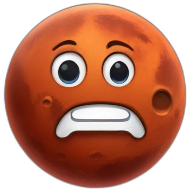 planet Mars with a cartoon face with rolling eyes emoji