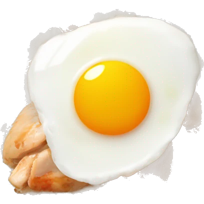 a bowl of rice with two eggs and chicken thigh front view emoji