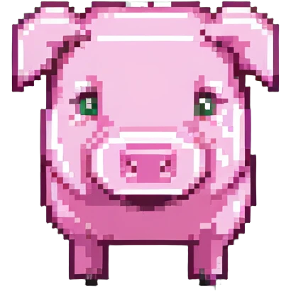 Minecraft pig, full body, pink blocky animal with square head and square body emoji