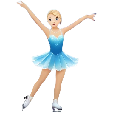 An icon featuring a shimmering rink, colorful spotlights, snowflakes gently falling from the sky, and an audience in the stands, with a snowy landscape visible through large windows with a graceful figure skater performing a spin on a sparkling ice rink. Transparent background. emoji