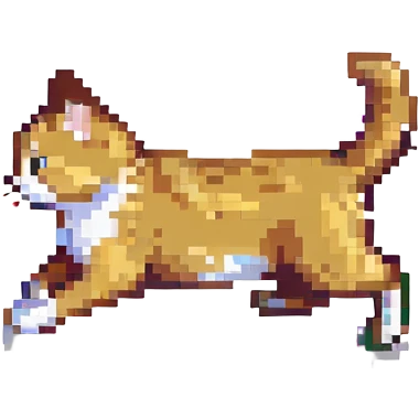 pixel art style cat running animation frame 4 emoji